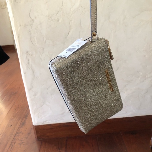 NWT Michael Kors glitter Double Zip gusset wallet - Picture 7 of 7